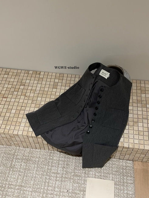 Women Button Down Pocket Waistcoat